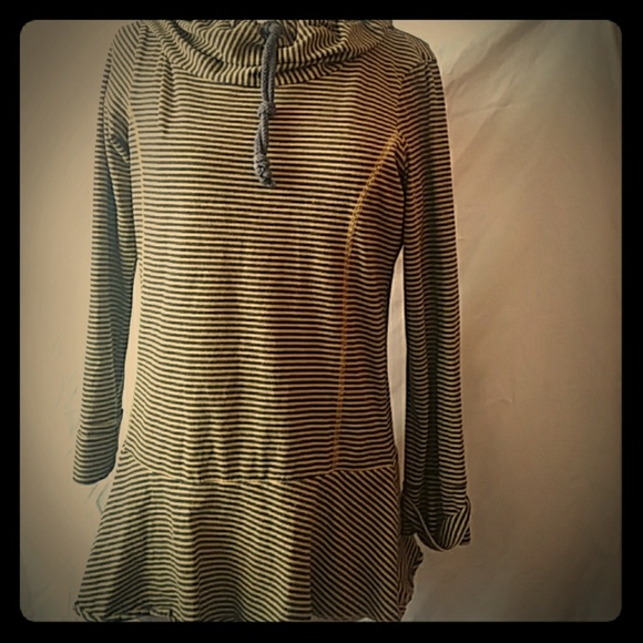 Lur mustard/charcoal striped hoodie-sz S - Picture 1 of 5